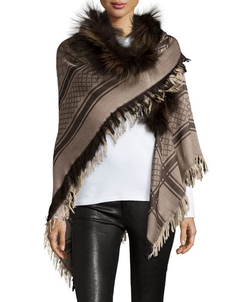 gucci scarf on sale|Gucci scarf with fur trim.